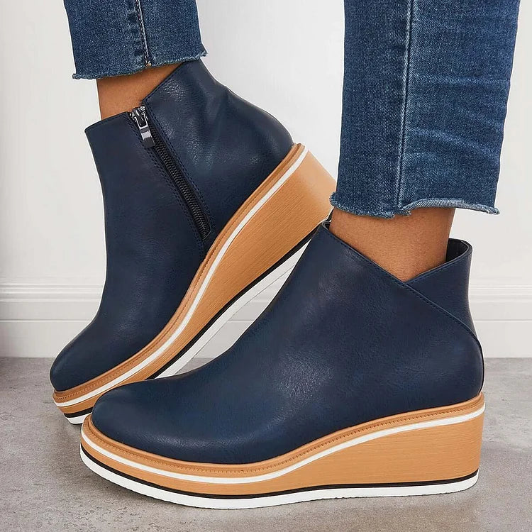 Anna | Damen Plateau Stiefeletten mit seitlichem Reißverschluss - Elle Zürich