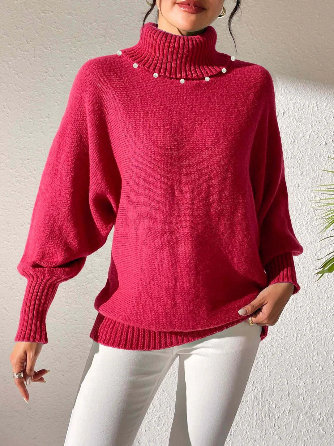 Maja | Damen Winterpullover mit Perlendetails - Elle Zürich