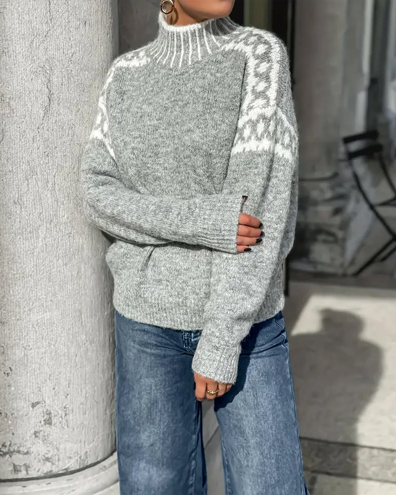 Pauline | Damen Winter Rollkragenpullover mit Muster