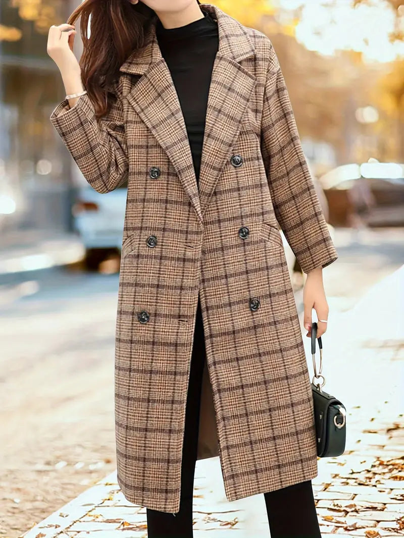 Hanna | Damen Wintermantel im Karo-Design mit Doppelreiher - Elle Zürich