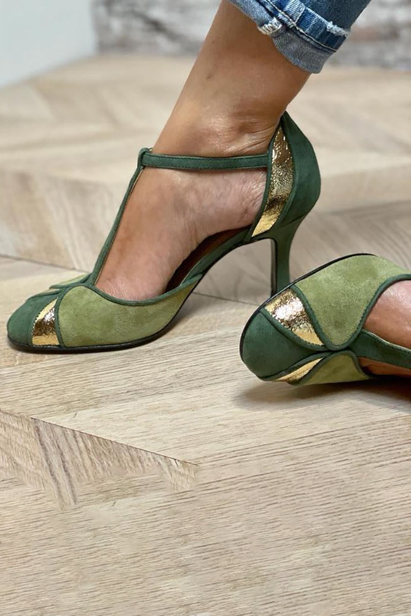 Veronika | Patchwork-Pumps Mit T-Riemen Und Geschlossener Spitze - Elle Zürich