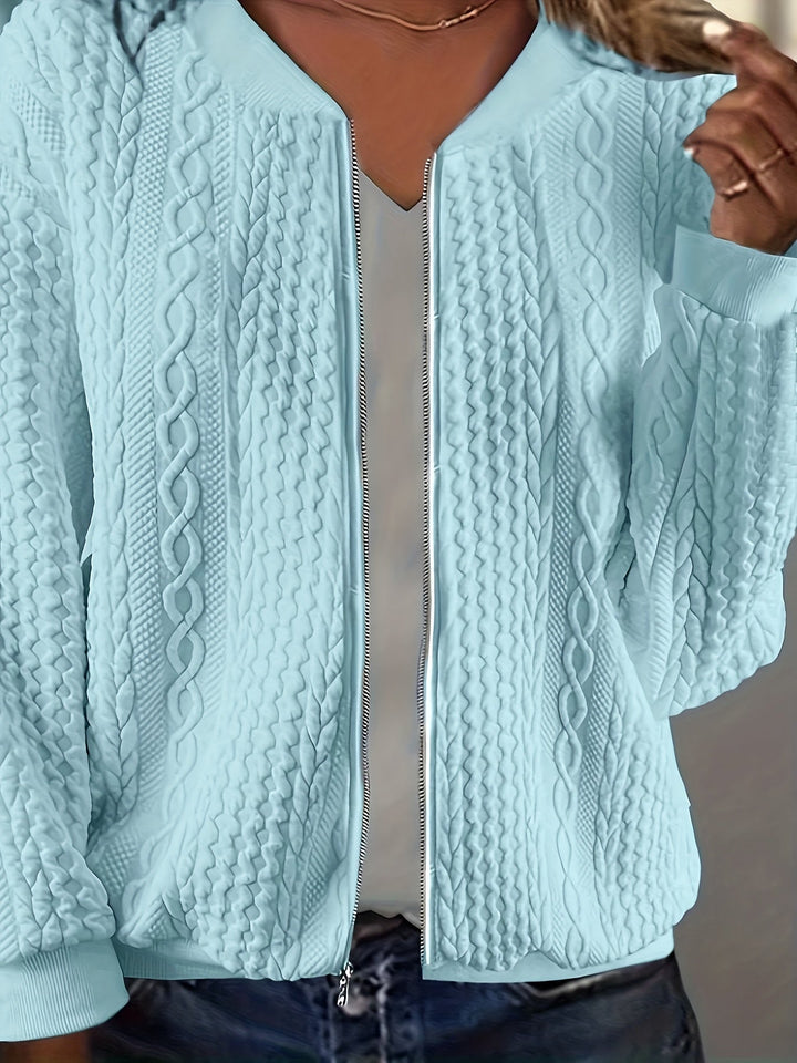 Helena | Damen Winter Zip-Up Strickcardigan mit Struktur - Elle Zürich