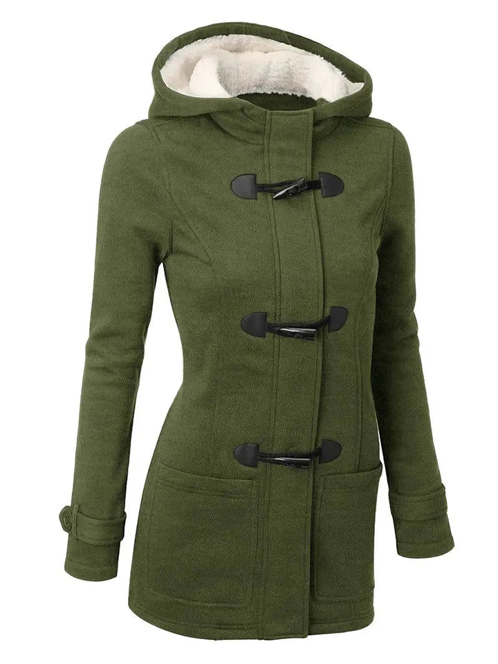 Felicia | Damen Winter-Dufflecoat aus Wolle mit Kapuze - Elle Zürich