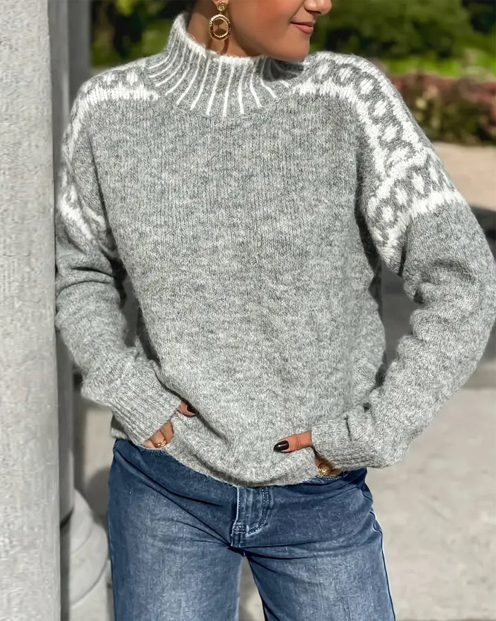 Pauline | Damen Winter Rollkragenpullover mit Muster