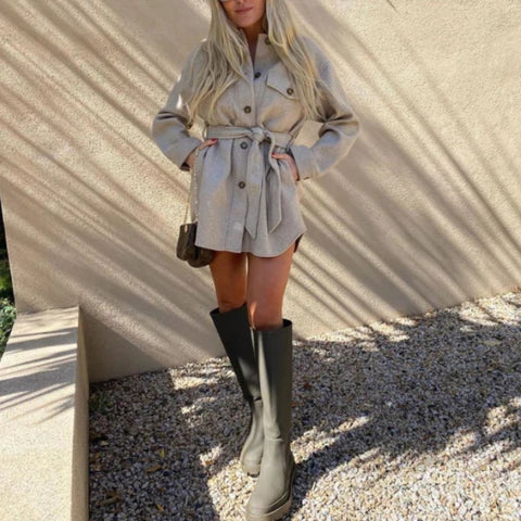 Barbara | Damen Lässiger Winter Mantel mit Gürtel - Elle Zürich