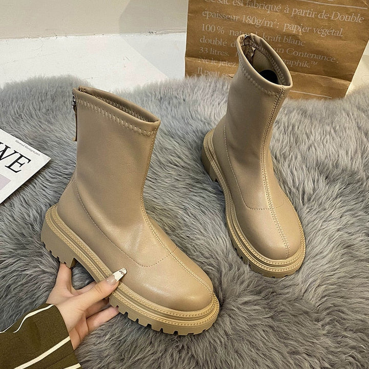 Doris | Damen Moderne Dicke Sohle Wadenlange Stiefel