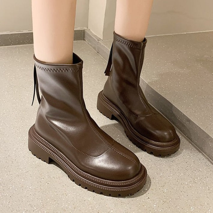 Doris | Damen Moderne Dicke Sohle Wadenlange Stiefel