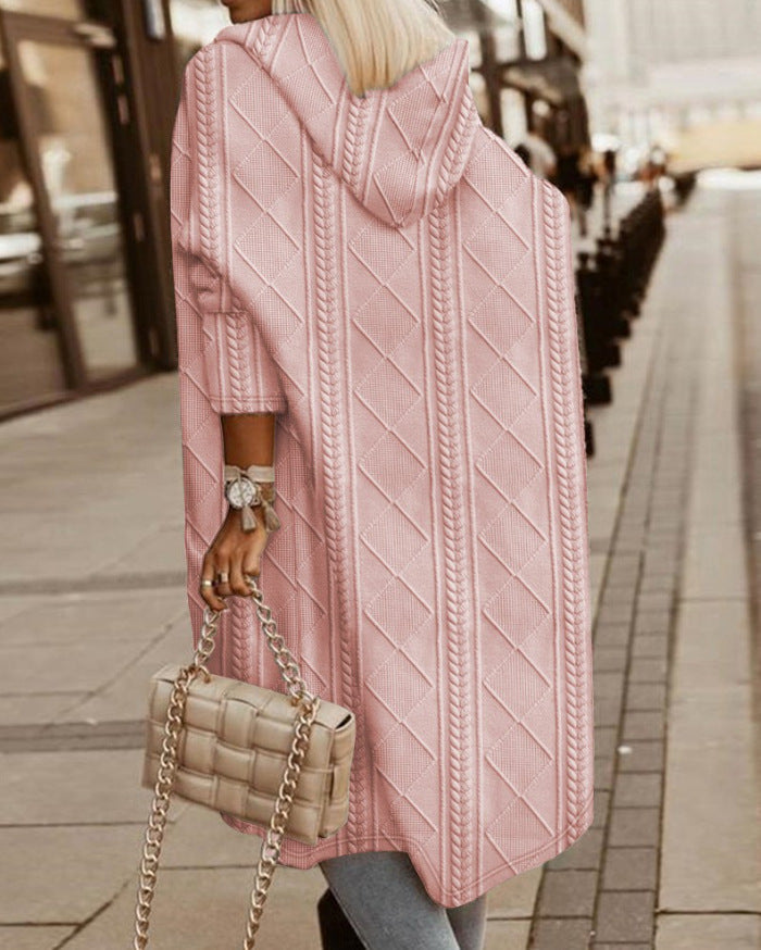Anna | Damen Winter Strickmantel mit Kapuze und Taschen - Elle Zürich