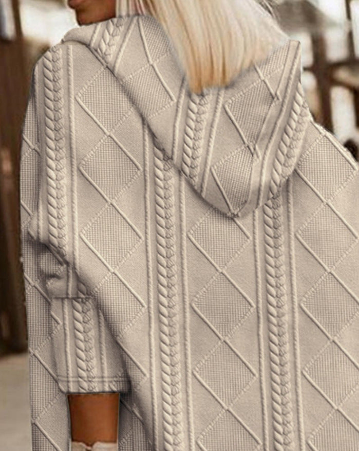 Anna | Damen Winter Strickmantel mit Kapuze und Taschen - Elle Zürich