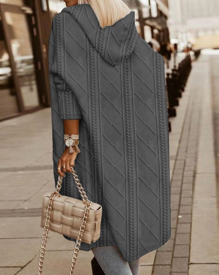 Anna | Damen Winter Strickmantel mit Kapuze und Taschen - Elle Zürich