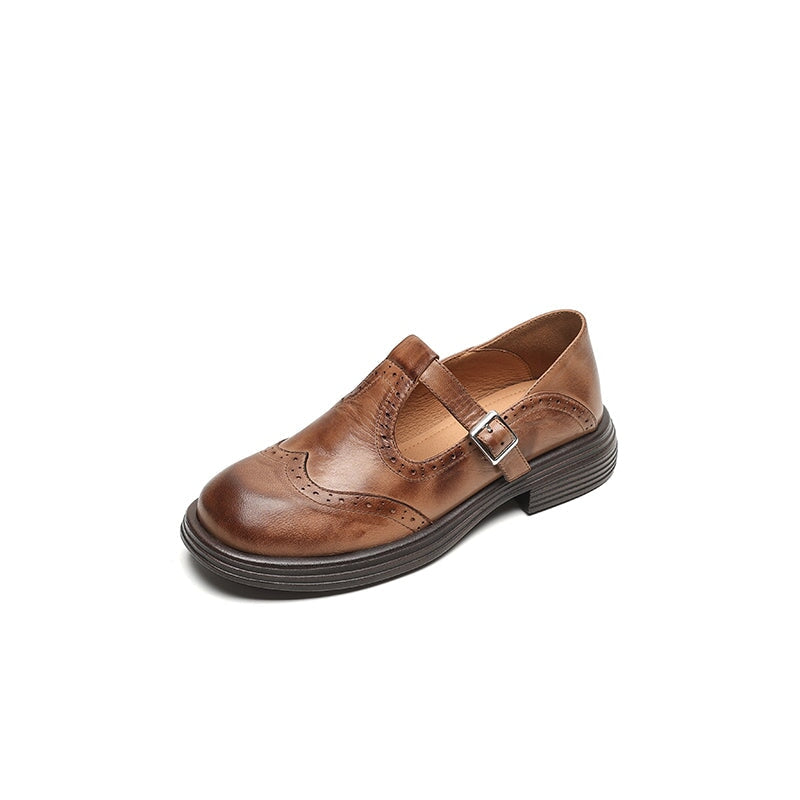Velda | Damen Winter T-Strap Leder Schuhe