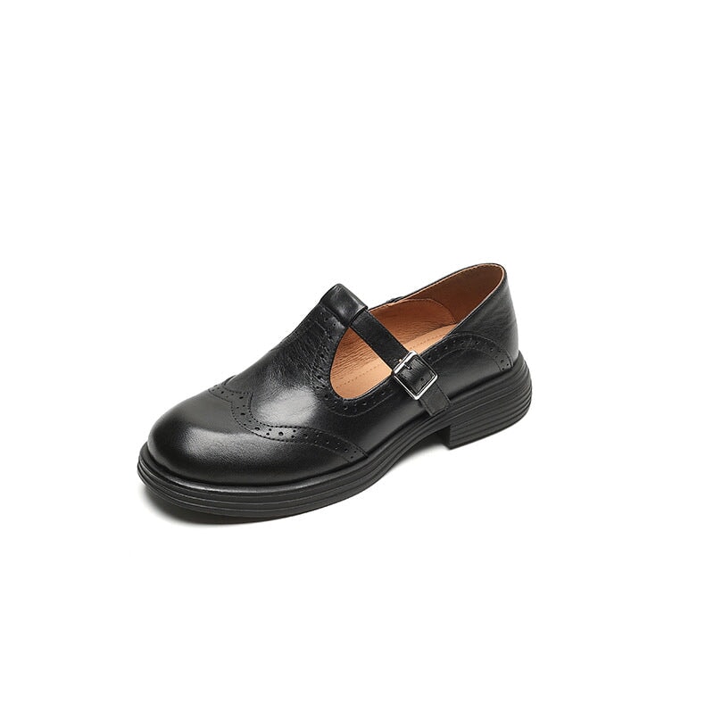 Velda | Damen Winter T-Strap Leder Schuhe