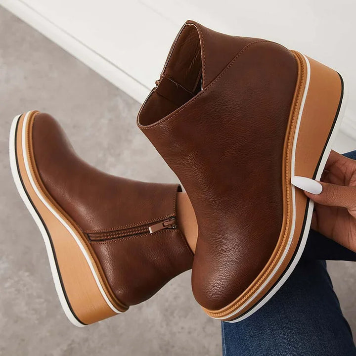 Anna | Damen Plateau Stiefeletten mit seitlichem Reißverschluss - Elle Zürich