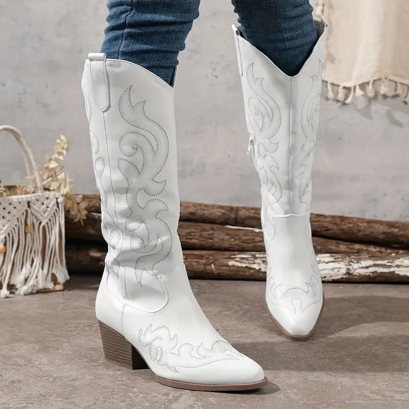 Lydia | Damen Western Kniehohe Stiefel mit seitlichem Reißverschluss - Elle Zürich
