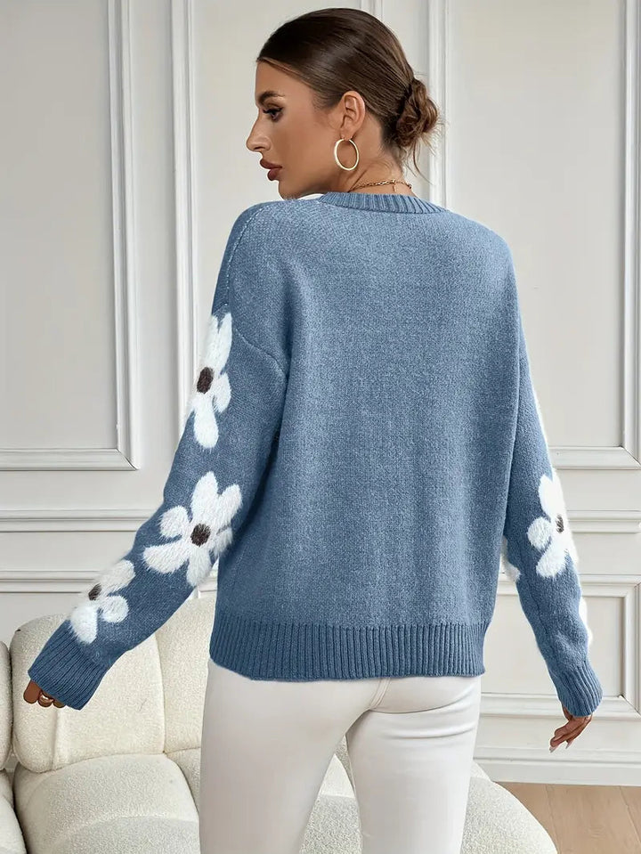 Lara | Damen Winterpullover mit Blumenmuster - Elle Zürich