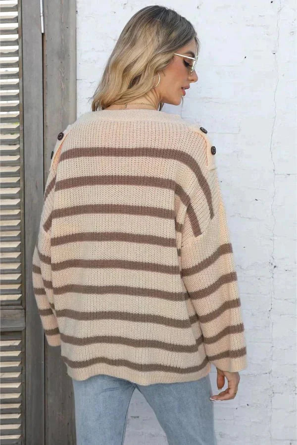 Gudrun | Damen Winter-Strickpullover mit Streifenmuster und lockerer Passform - Elle Zürich