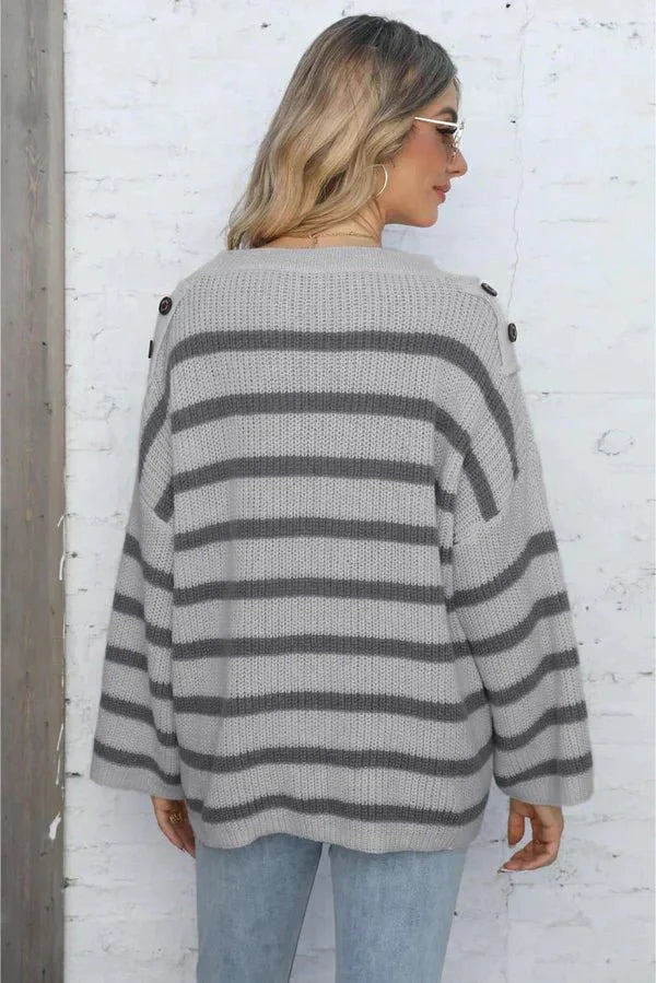 Gudrun | Damen Winter-Strickpullover mit Streifenmuster und lockerer Passform - Elle Zürich