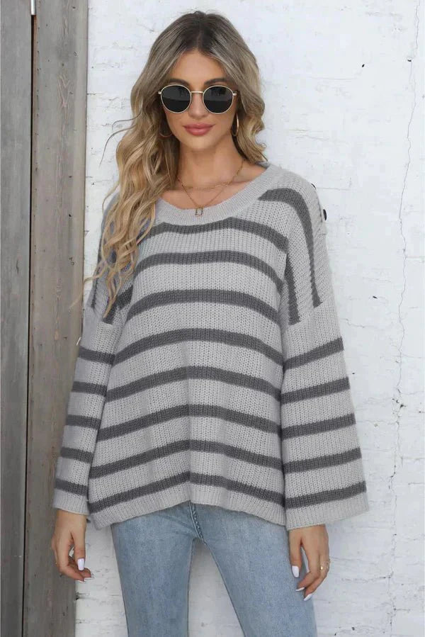 Gudrun | Damen Winter-Strickpullover mit Streifenmuster und lockerer Passform - Elle Zürich