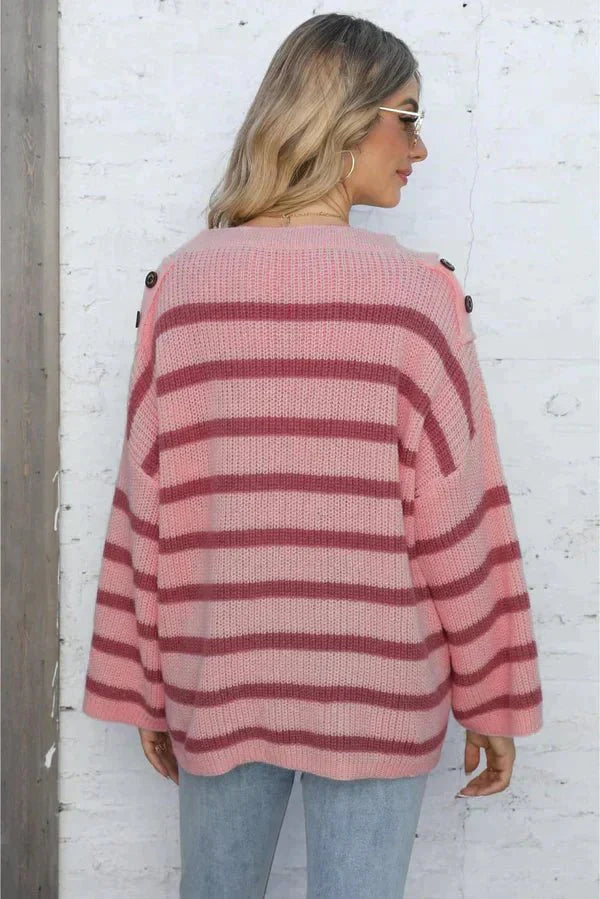 Gudrun | Damen Winter-Strickpullover mit Streifenmuster und lockerer Passform - Elle Zürich