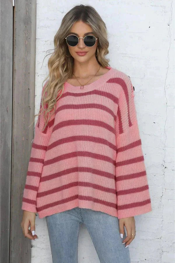 Gudrun | Damen Winter-Strickpullover mit Streifenmuster und lockerer Passform - Elle Zürich
