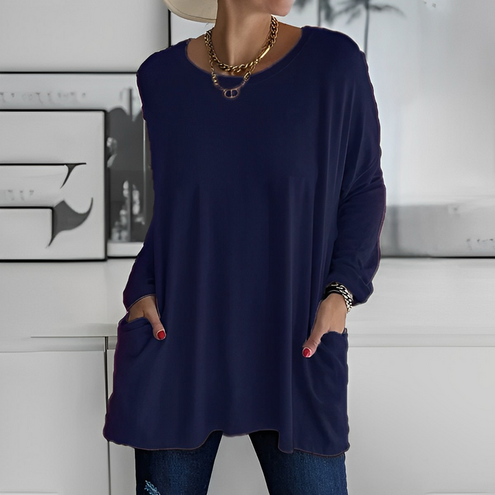 Kerstin | Stylischer Langer Pullover mit Taschen - Elle Zürich