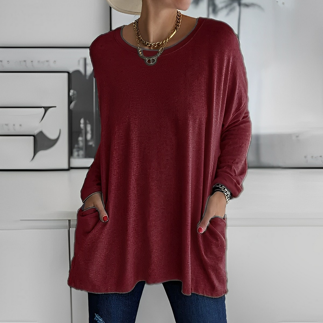 Kerstin | Stylischer Langer Pullover mit Taschen - Elle Zürich