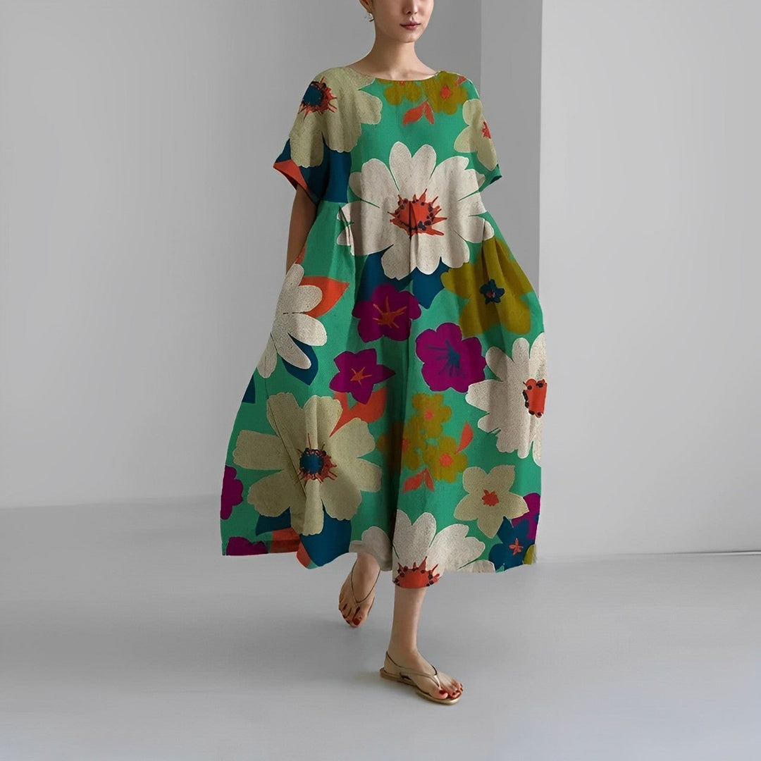 Greta | Boho Weites Kleid mit Blumenmuster - Elle Zürich