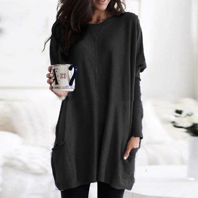 Stefanie | Bequemer Langer Pullover mit Taschen - Elle Zürich