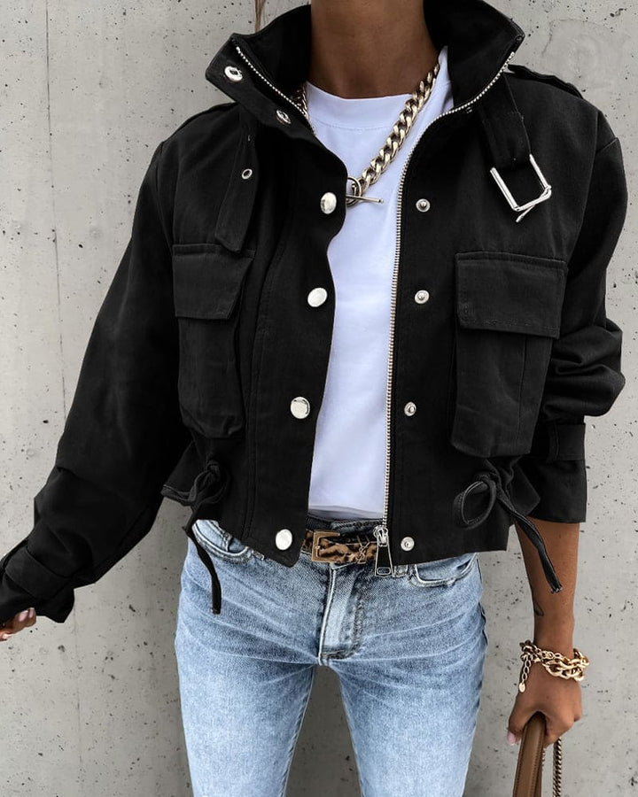 Katharina | Damen Kurze Utility Jacke mit Reißverschluss - Elle Zürich