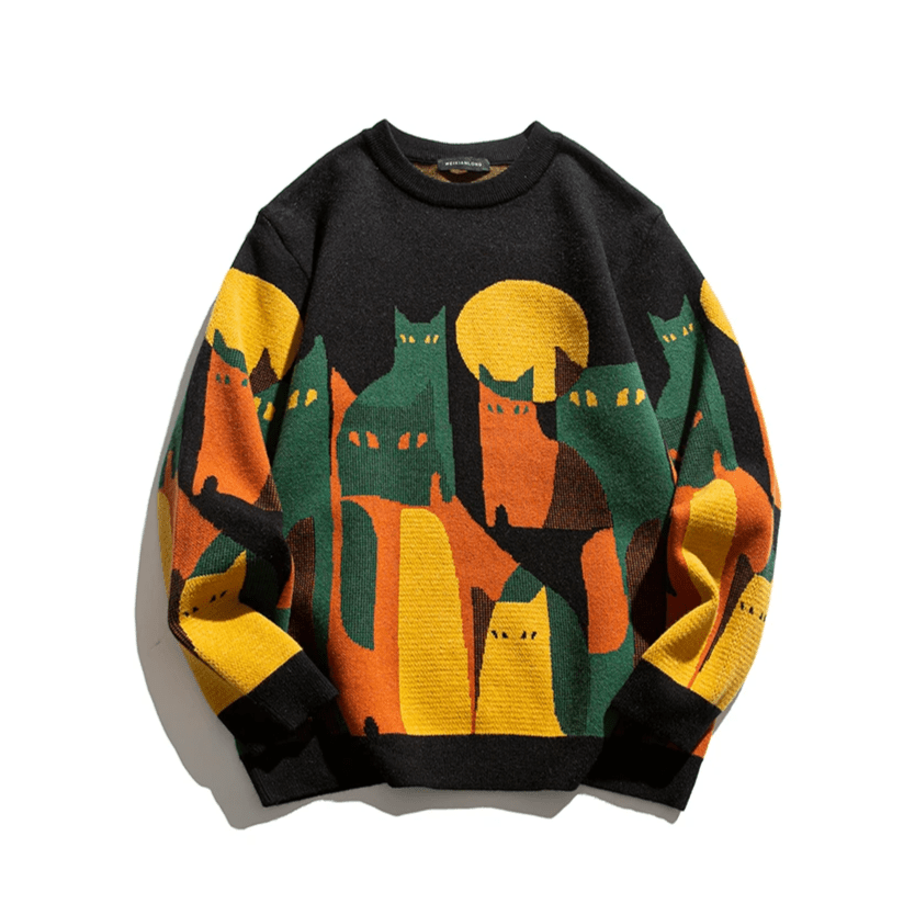 Carolin | Damen Winterpullover mit Katzenmotiv und Lockerer Passform - Elle Zürich