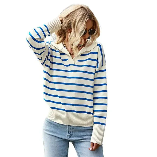 Britta | Gestreifter Winter-Strickpullover für Damen - Elle Zürich