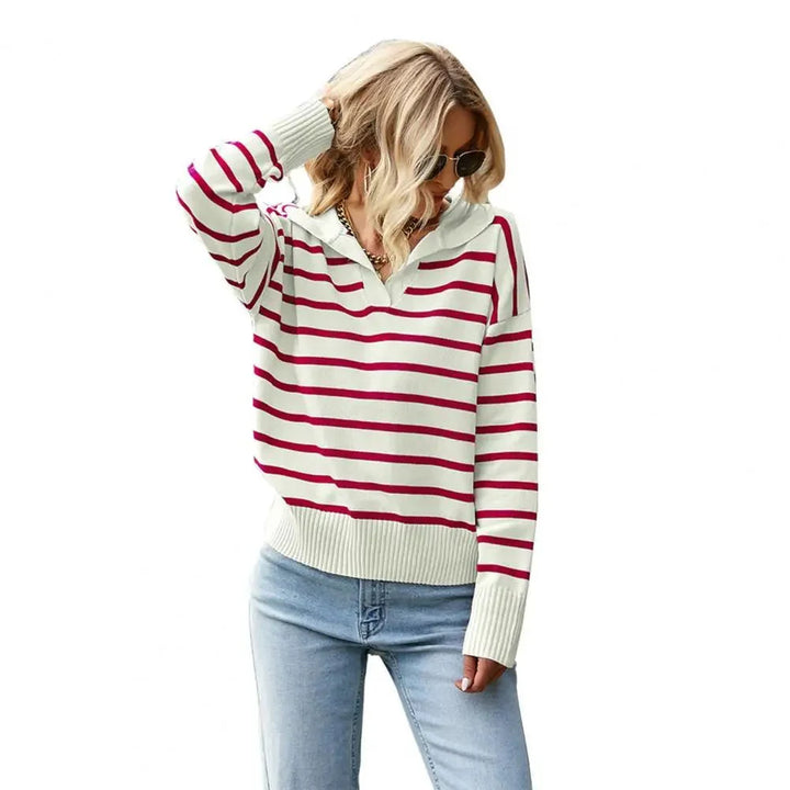 Britta | Gestreifter Winter-Strickpullover für Damen - Elle Zürich