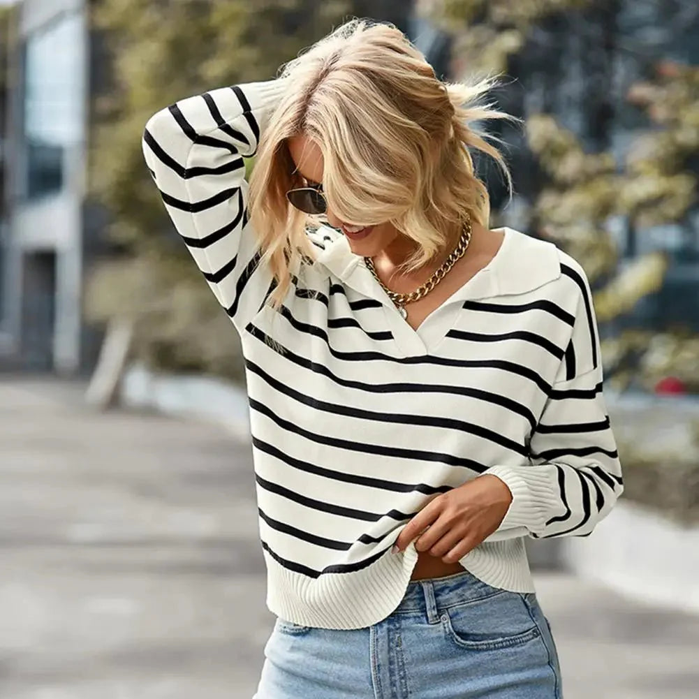 Britta | Gestreifter Winter-Strickpullover für Damen - Elle Zürich
