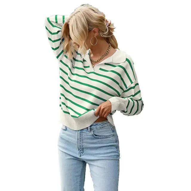 Britta | Gestreifter Winter-Strickpullover für Damen - Elle Zürich