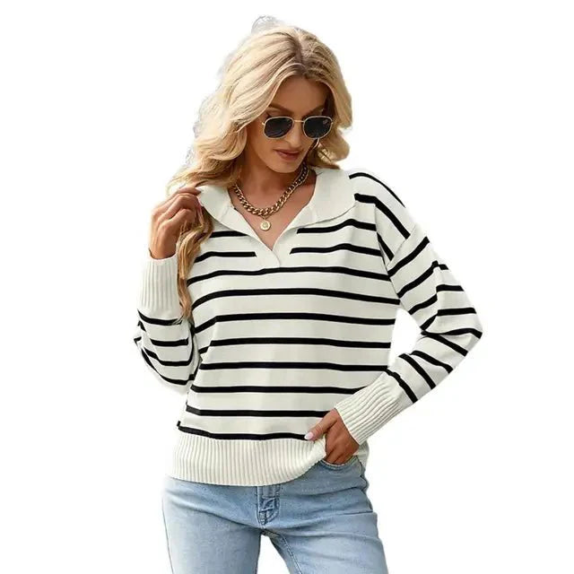 Britta | Gestreifter Winter-Strickpullover für Damen - Elle Zürich