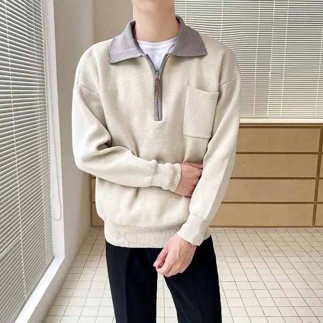 Elias | Premium Herrenpullover mit halbem Reißverschluss - Elle Zürich