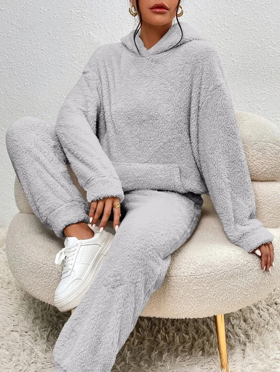 Pauline | Damen Locker Geschnittenes Hoodie-Pyjama-Set