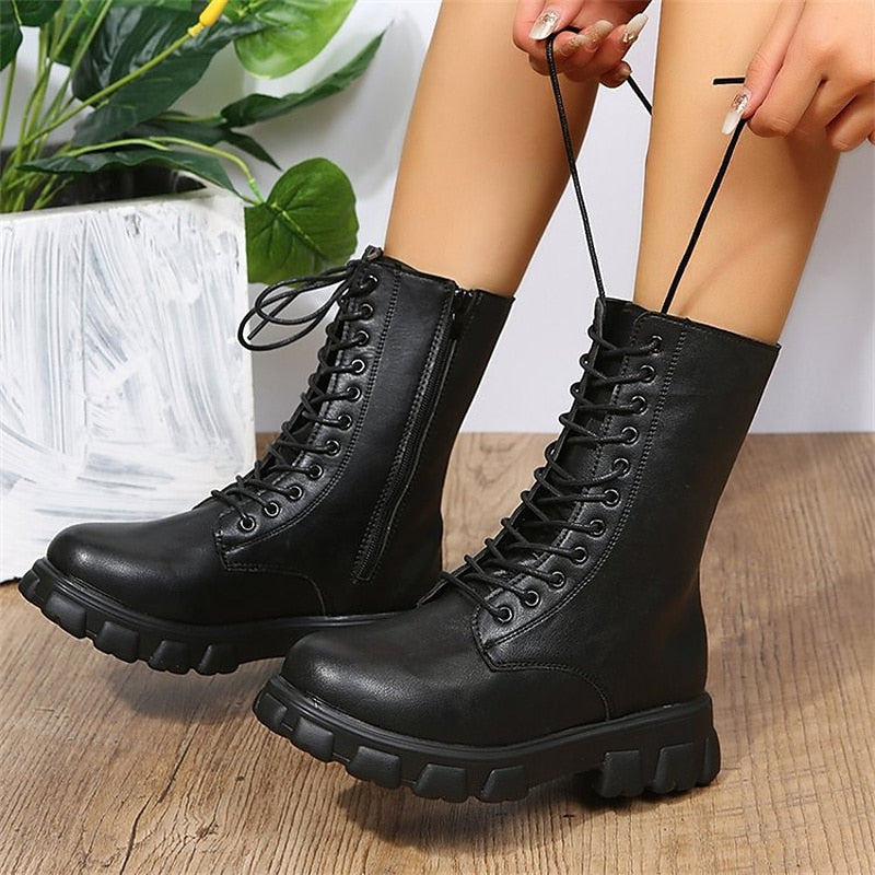 Claudia | Damen Combat Schnürstiefel mit markanter Sohle - Elle Zürich