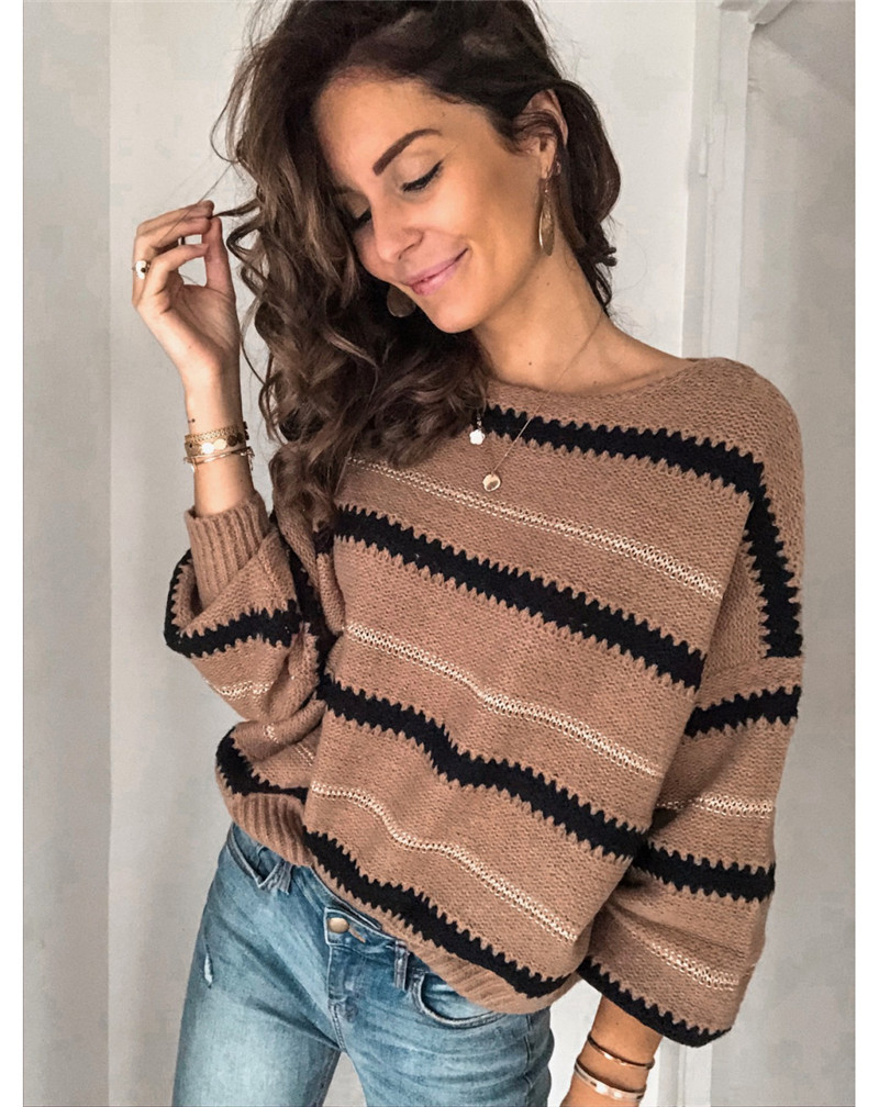 Elfriede | Damen Gestreifter Freizeit-Winterpullover - Elle Zürich