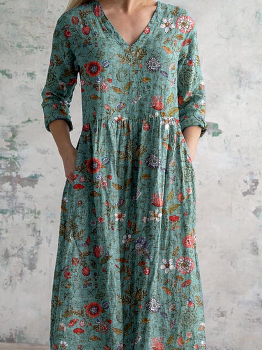Hanna | Elegantes Blumenkleid mit V-Ausschnitt - Elle Zürich