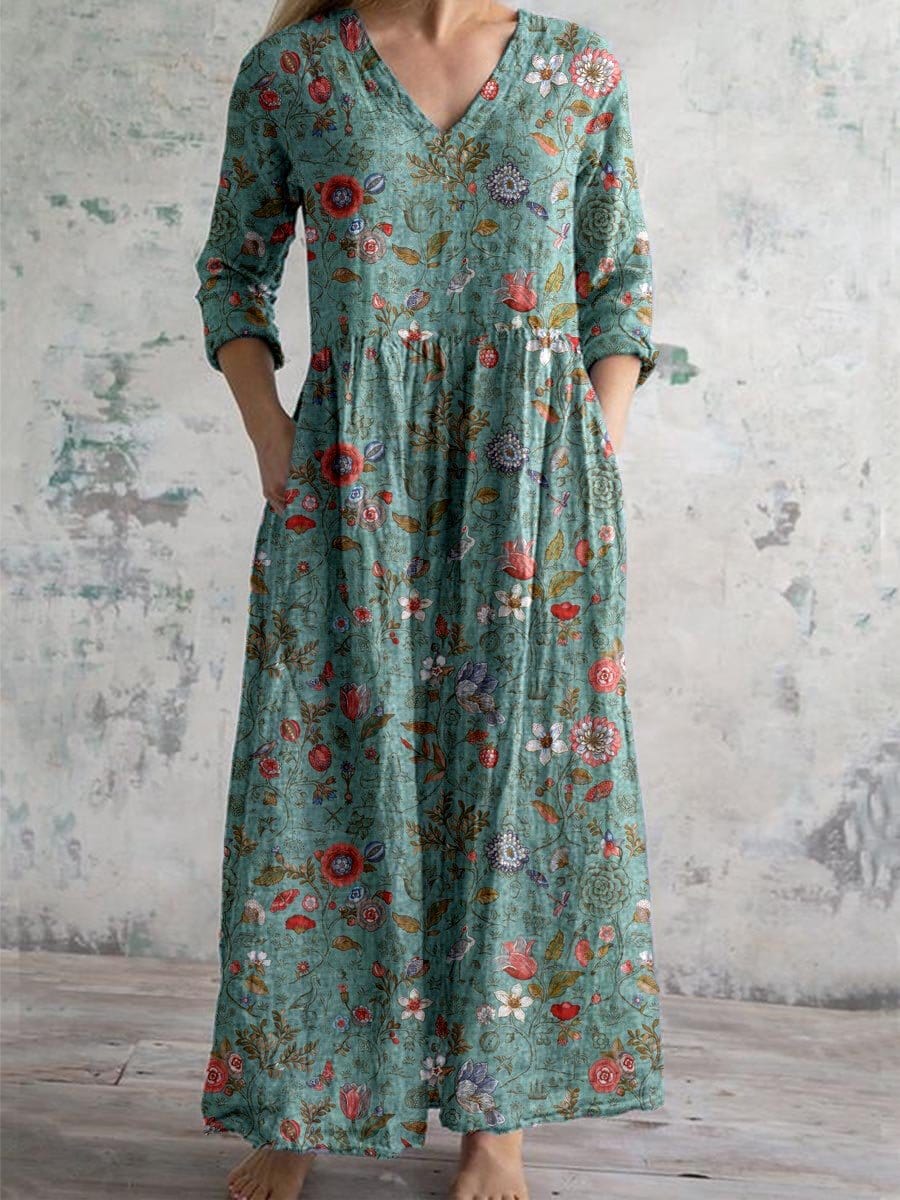 Hanna | Elegantes Blumenkleid mit V-Ausschnitt - Elle Zürich