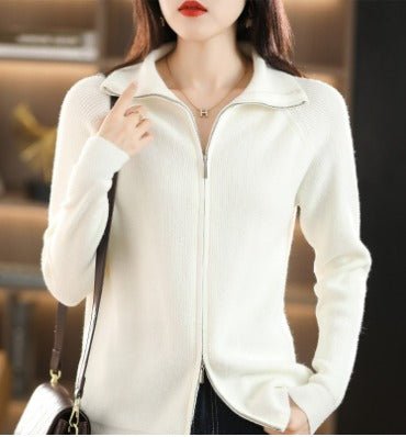 Marie | Damen Strickjacke mit Reißverschluss und langen Ärmeln - Elle Zürich