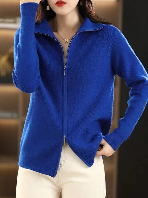 Marie | Damen Strickjacke mit Reißverschluss und langen Ärmeln - Elle Zürich