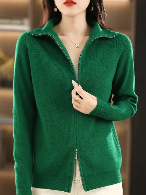 Marie | Damen Strickjacke mit Reißverschluss und langen Ärmeln - Elle Zürich
