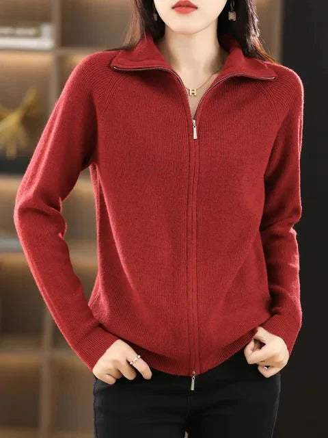 Marie | Damen Strickjacke mit Reißverschluss und langen Ärmeln - Elle Zürich