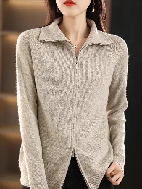 Marie | Damen Strickjacke mit Reißverschluss und langen Ärmeln - Elle Zürich
