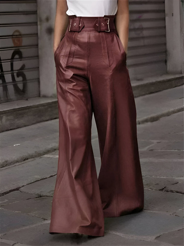 Claudia | Damen High Waist Weite Lederhose - Elle Zürich
