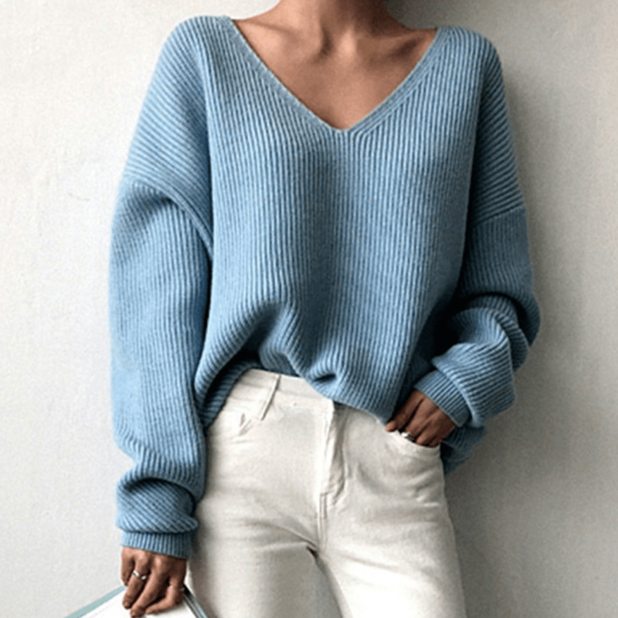 Edith | Damen Winterpullover mit Tiefem V-Ausschnitt - Elle Zürich