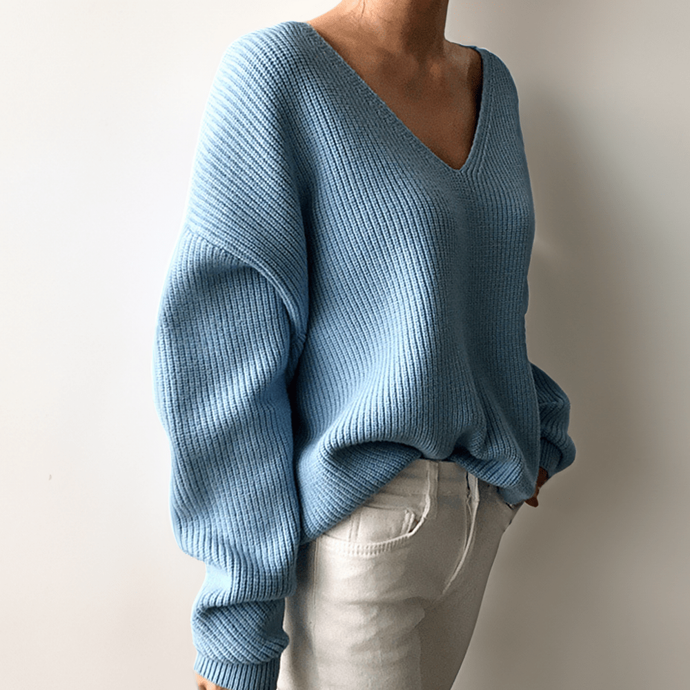 Edith | Damen Winterpullover mit Tiefem V-Ausschnitt - Elle Zürich