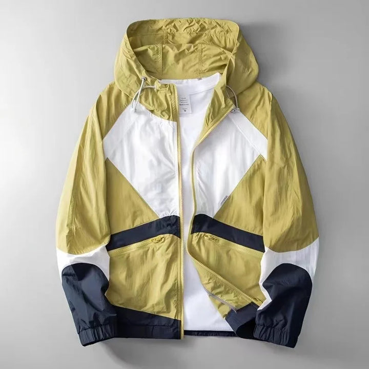 Julian | Herren Color-Block Windbreaker-Jacke mit Kapuze